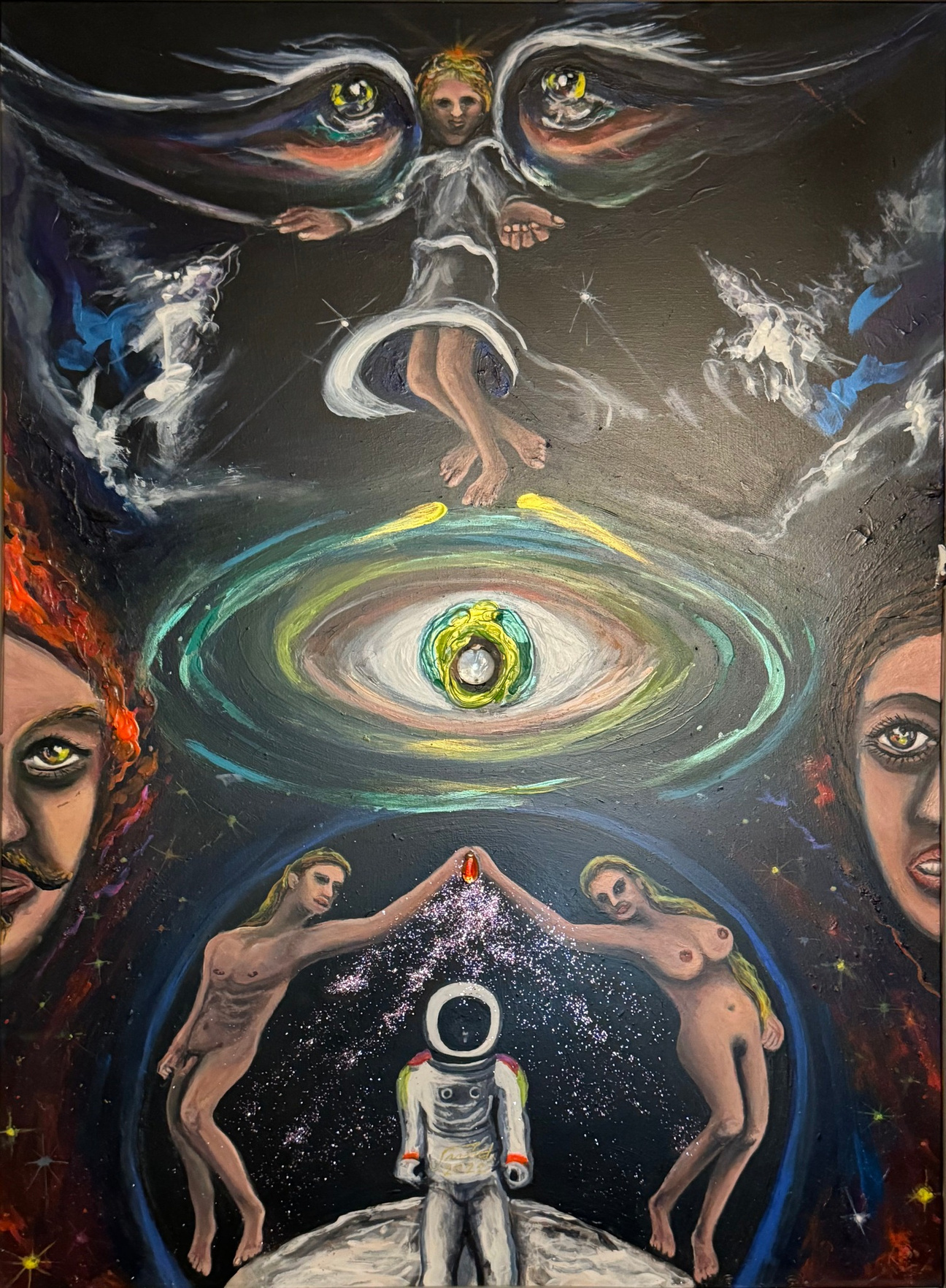 Kosmické čarování akryl na sololitu